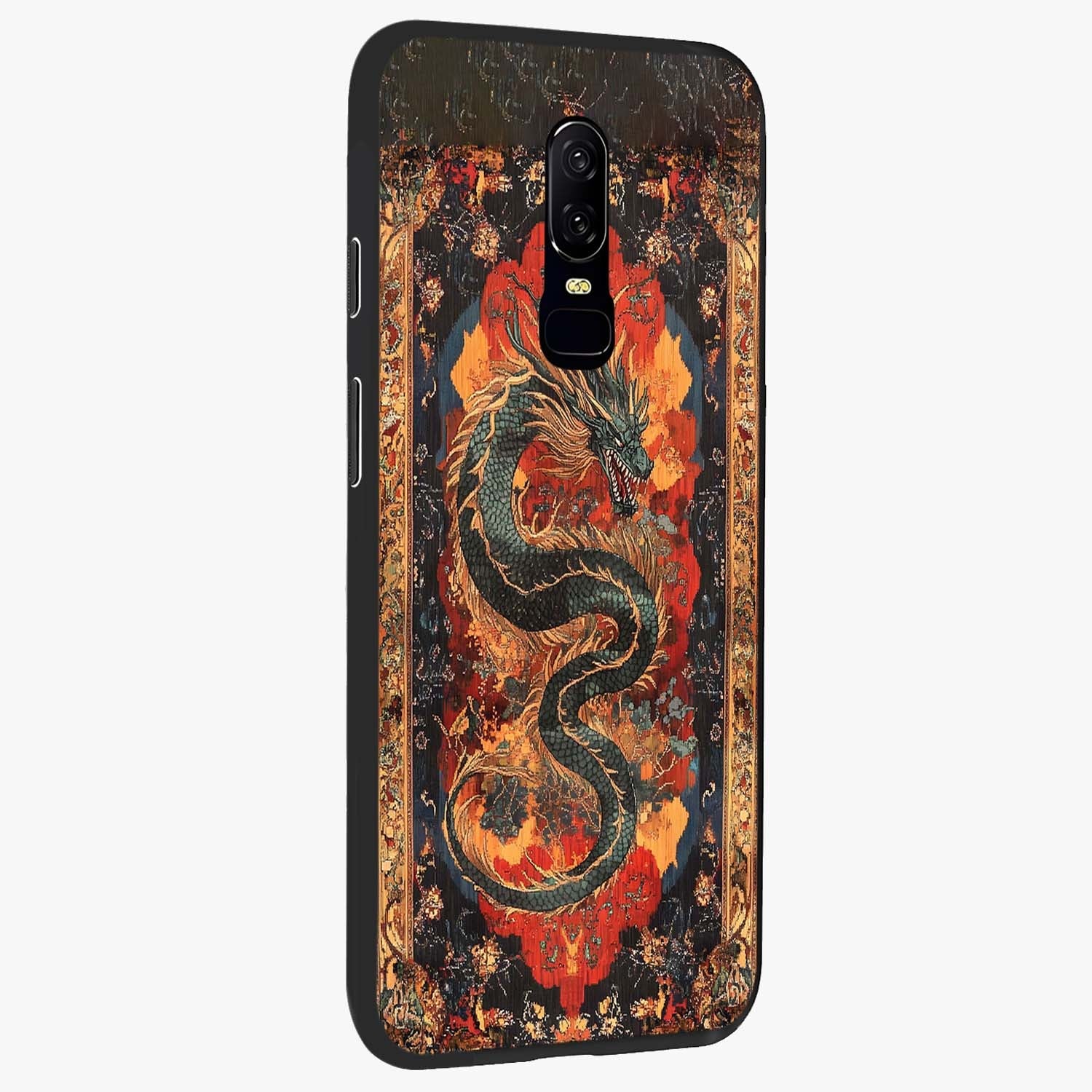 Inferno Dragon Soul Glass Case upright view showcasing intense dragon artwork with fantasy fire theme.