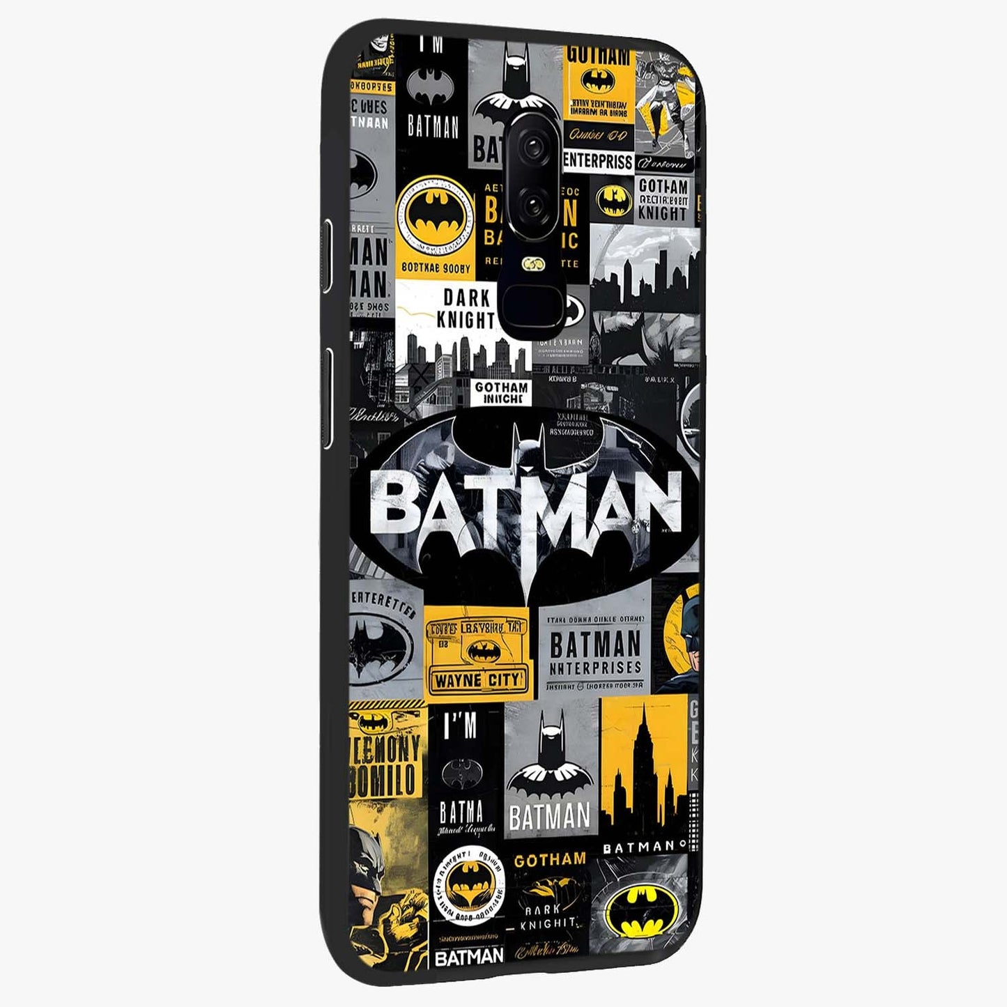 Knight Gotham Rise Glass Case upright view showcasing bold vigilante themed artwork with gothic city vibe.