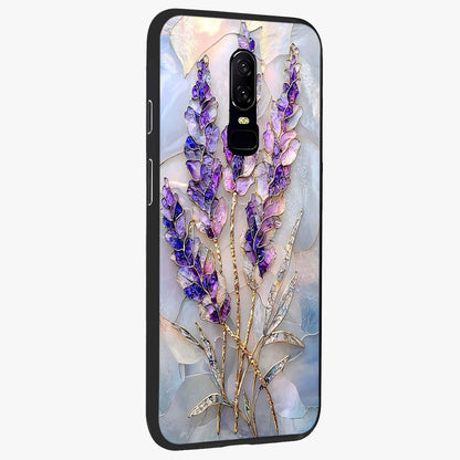 Lavender Dream Glow Glass Case upright view showcasing radiant lavender glow artwork with calming dreamy theme.