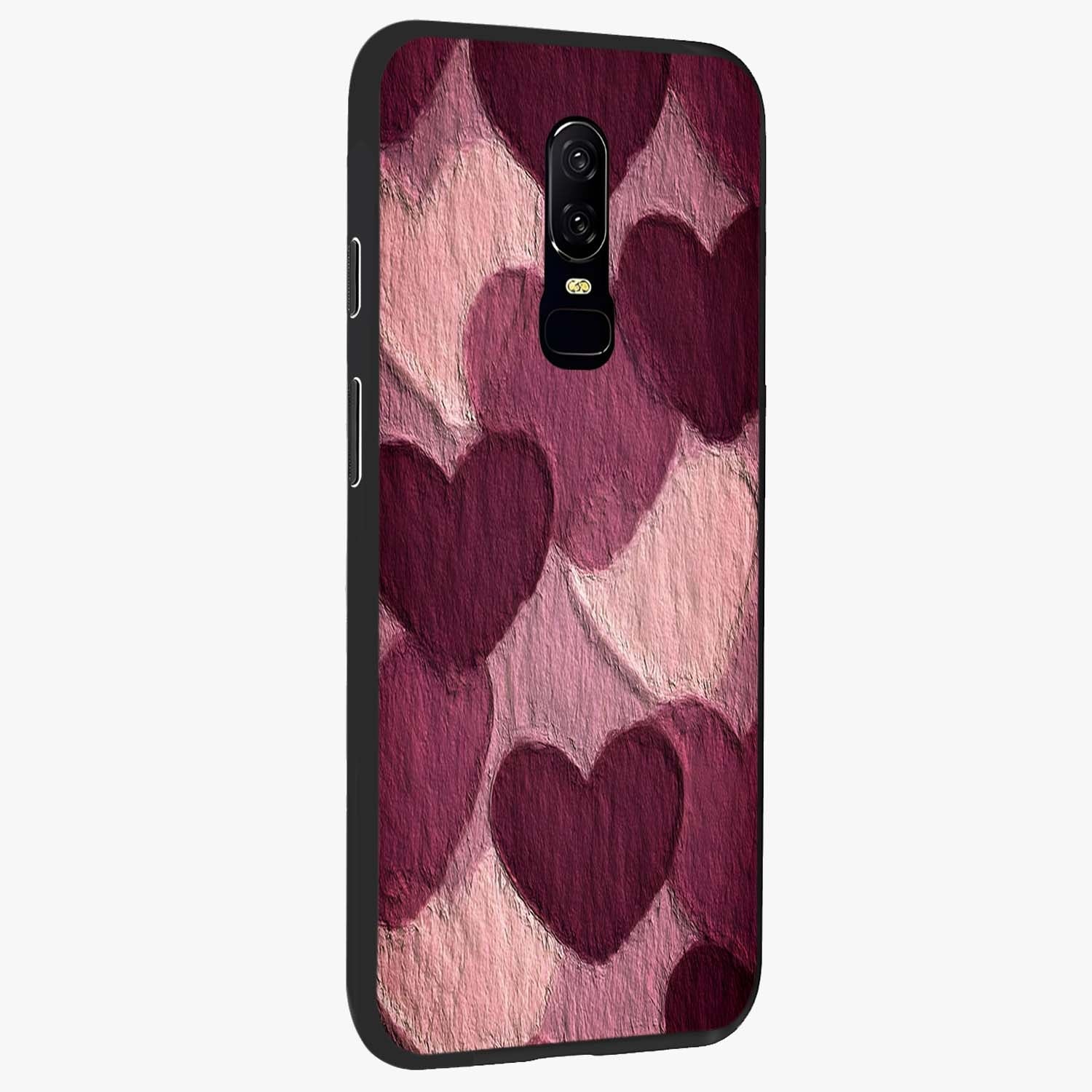 Layered Paper Hearts Glass Case upright view showcasing decorative layered heart artwork with sweet love theme.