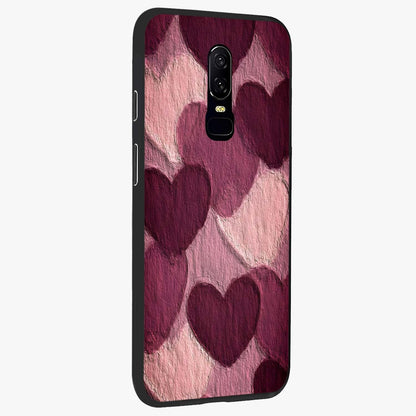 Layered Paper Hearts Glass Case upright view showcasing decorative layered heart artwork with sweet love theme.