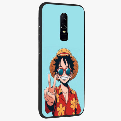 Luffy Summer Anime Vibe Glass Case upright view showcasing dynamic anime artwork with bright adventurous theme.