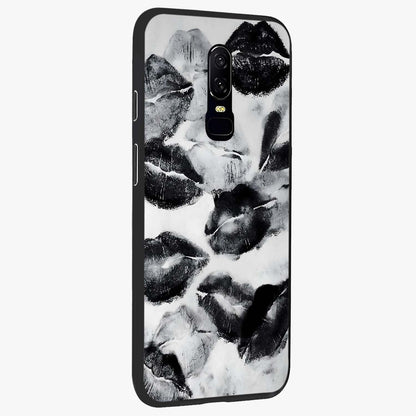 Midnight Kiss Marks Glass Case upright view showcasing stylish kiss mark artwork with trendy romantic theme.