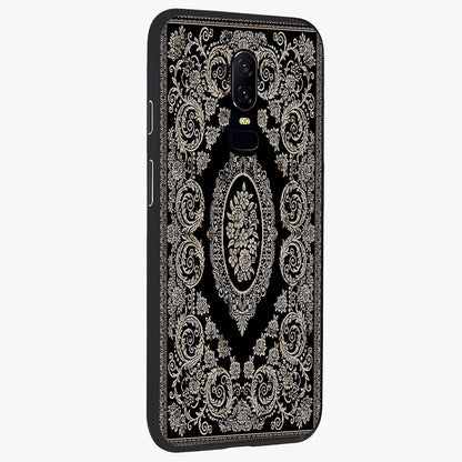 Noir Bloom Elegance Glass Case upright view showcasing graceful floral artwork with luxurious dark theme.