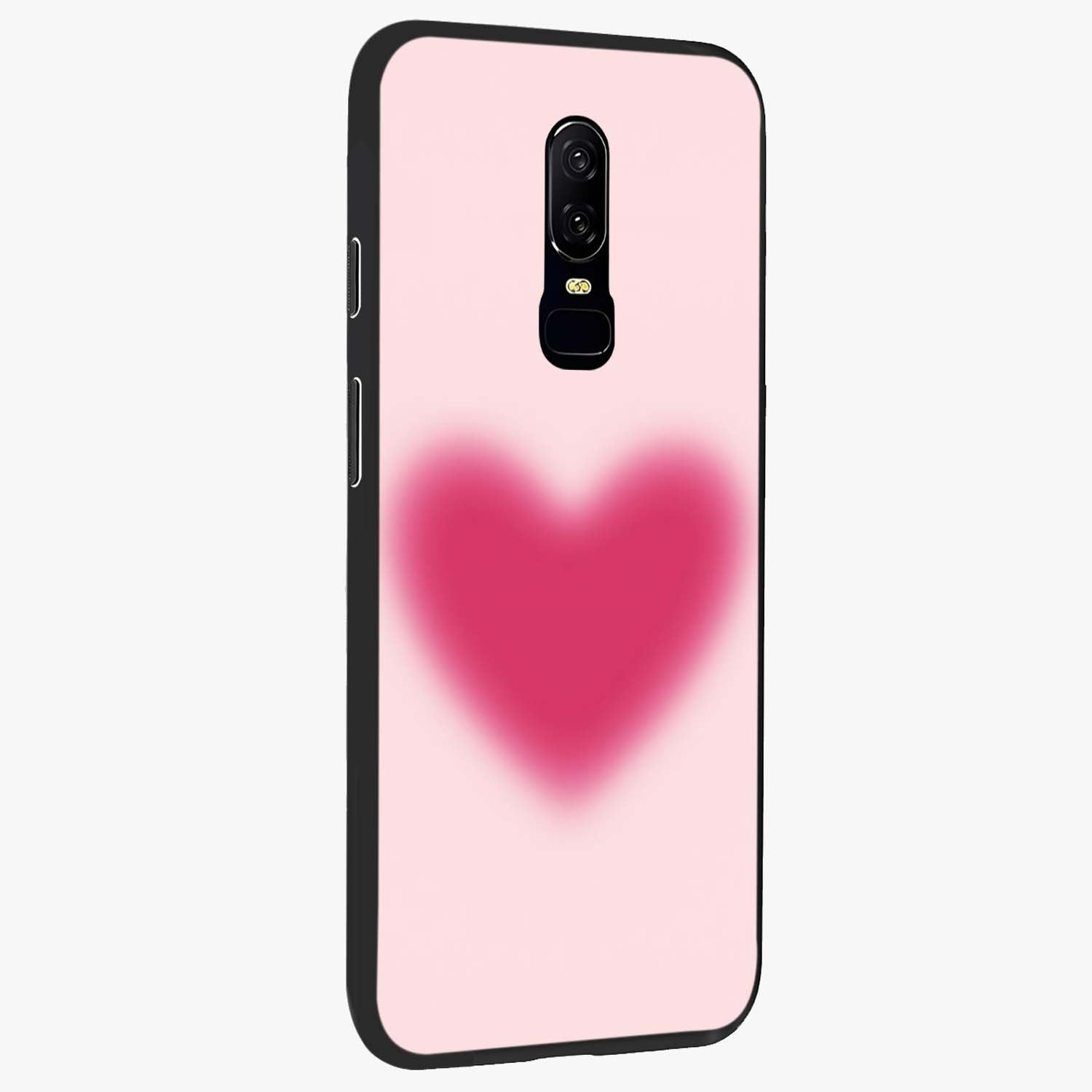 Pink Aura Heart Glass Case upright view showcasing romantic heart artwork with soft pastel theme.