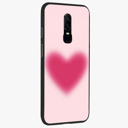 Pink Aura Heart Glass Case upright view showcasing romantic heart artwork with soft pastel theme.