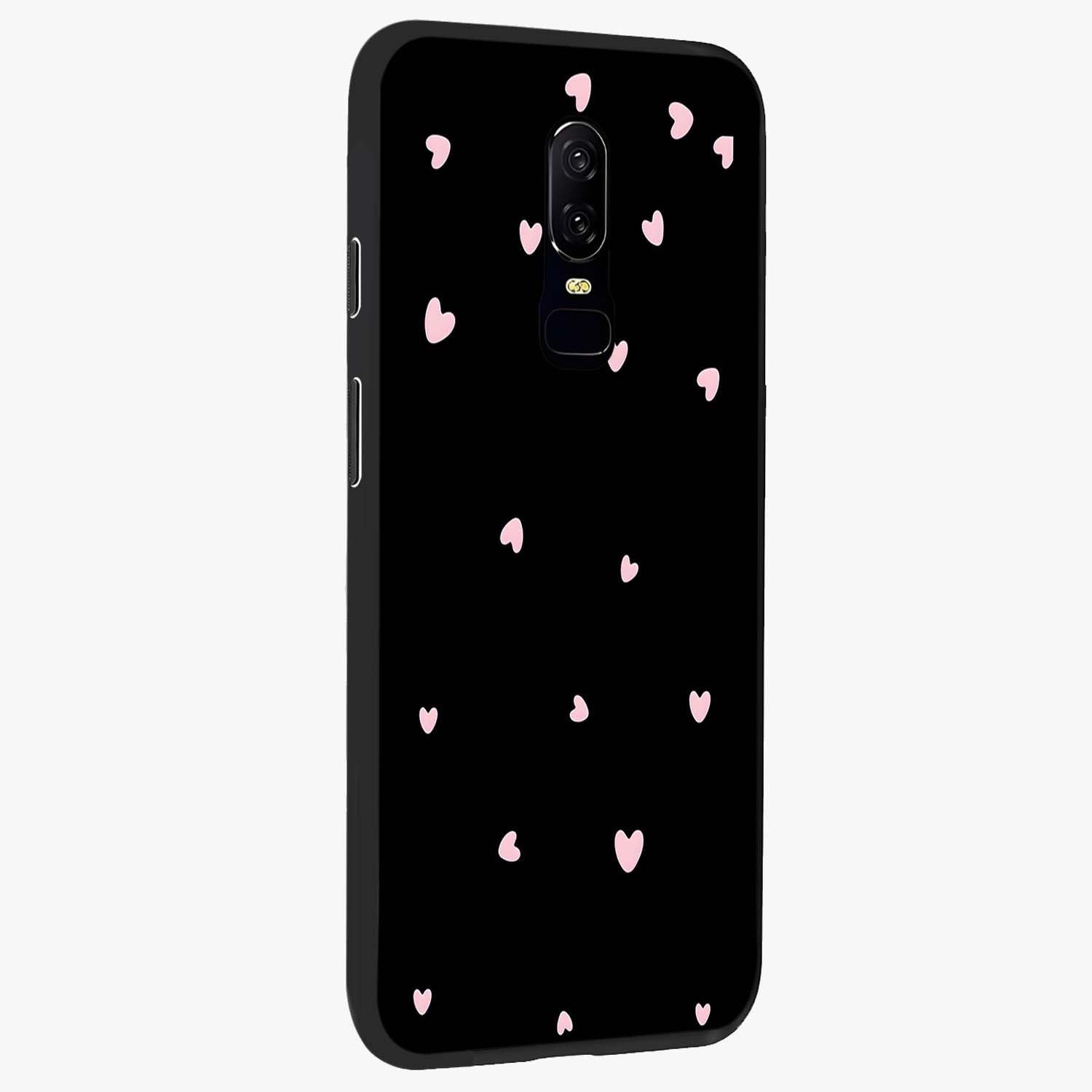 Pink Love Drops Glass Case upright view showcasing charming heart drop artwork with romantic playful theme.