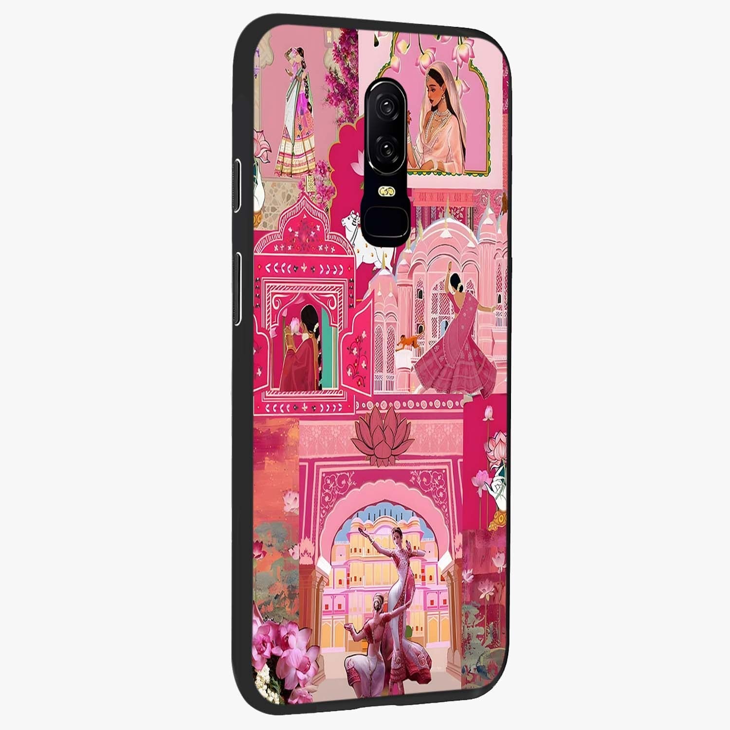 Pink Palace Muse Glass Case upright view showcasing artistic palace artwork with graceful royal theme.
