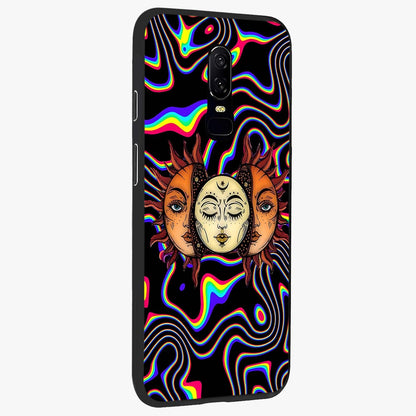 Psychedelic Sun Glass Case upright view showcasing trippy sun artwork with bold psychedelic theme.