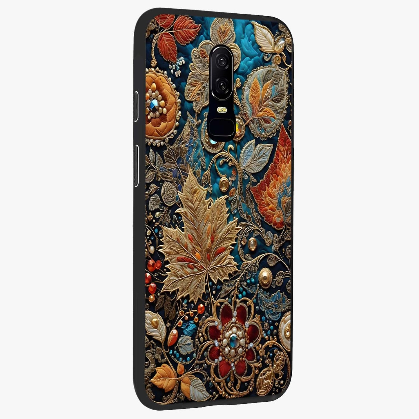 Royal Jewel Garden Glass Case upright view showcasing rich floral artwork with luxurious garden theme.