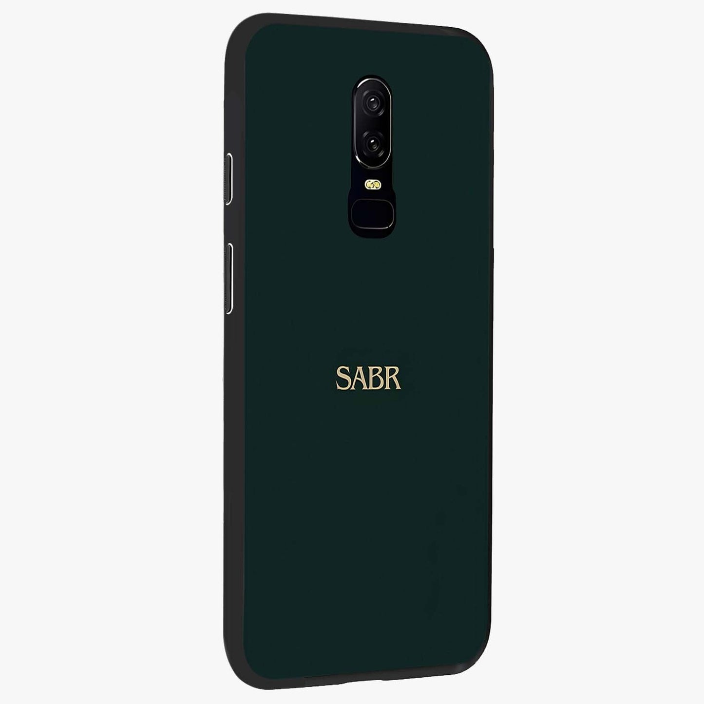 Sabr Minimal Patience Glass Case upright view showcasing calm minimalist artwork with motivational patience theme.