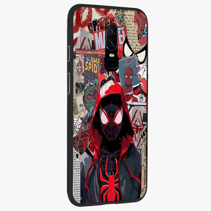 Spider Collage Street Glass Case upright view showcasing bold superhero artwork with urban street theme.