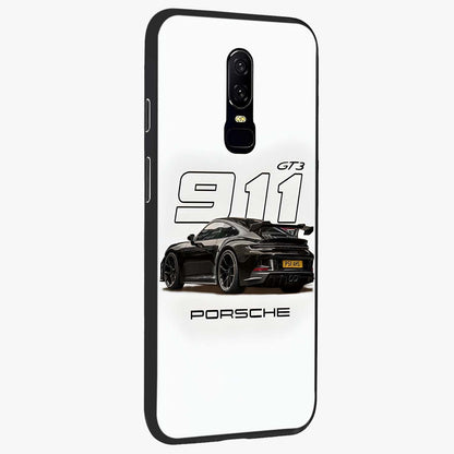 Turbo Legacy Icon Glass Case upright view showcasing bold racing inspired artwork with classic car theme.