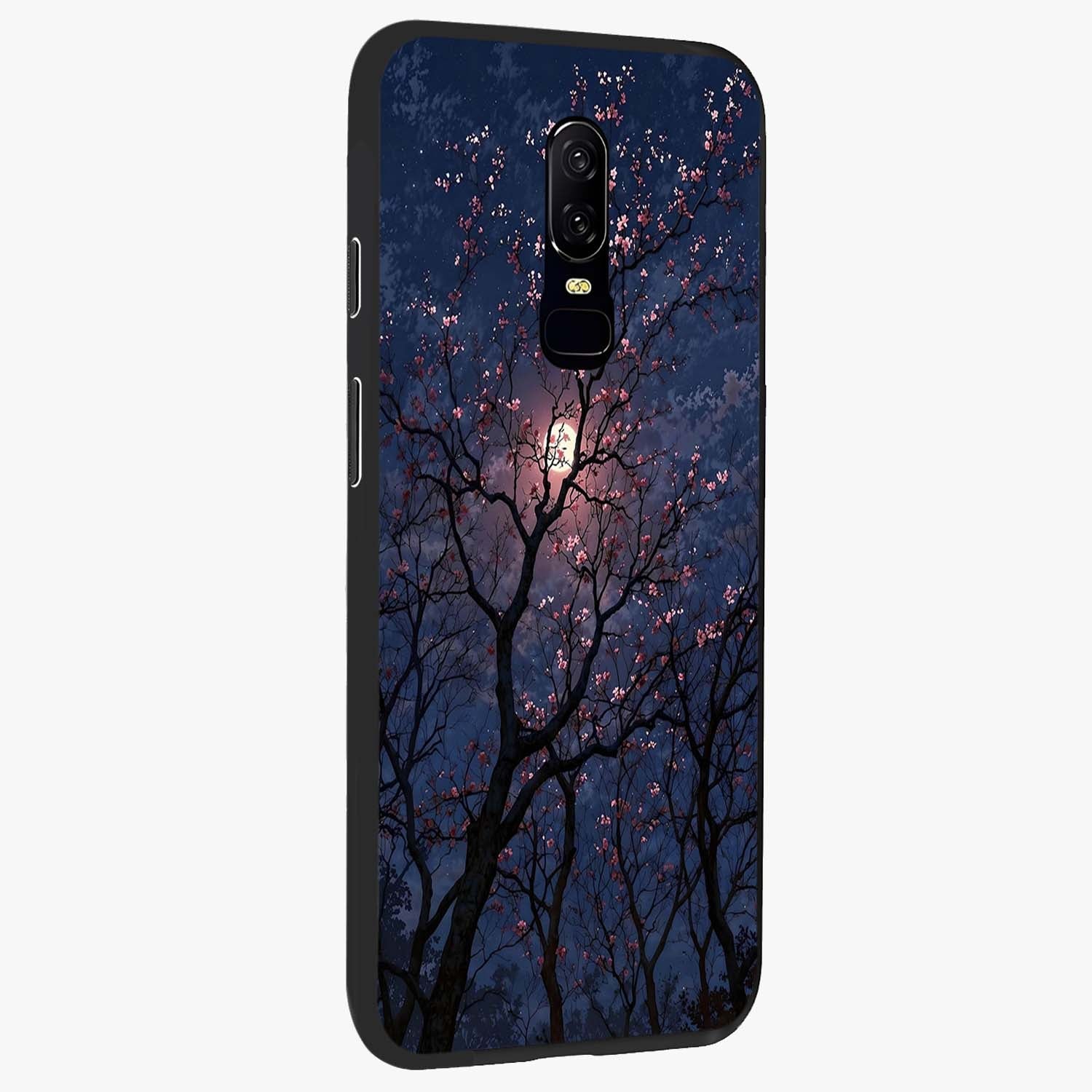 Twilight Sakura Serenade Glass Case upright view showcasing beautiful cherry blossom artwork with serene evening theme.