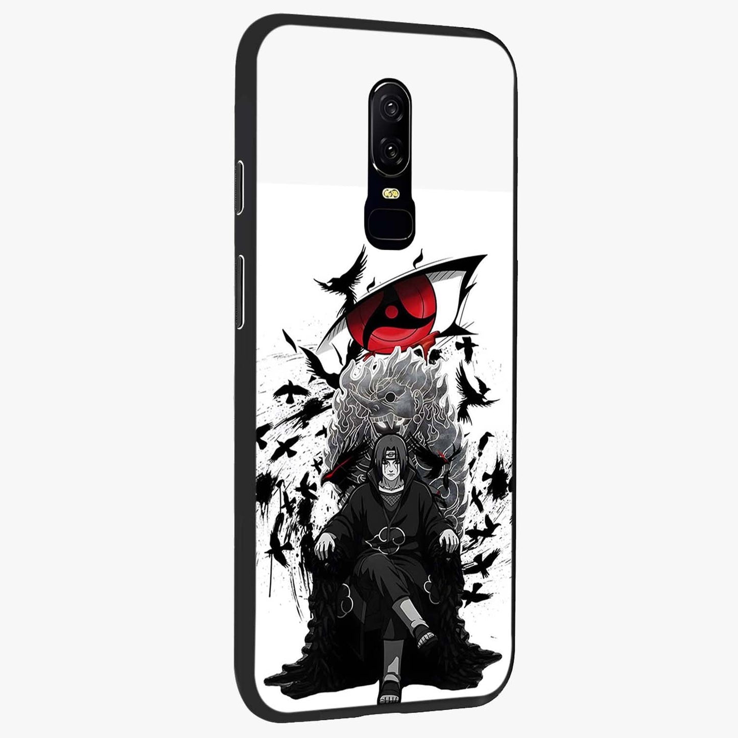 Uchiha Shadow Throne Glass Case upright view showcasing magical underwater galaxy artwork with vibrant cosmic theme.