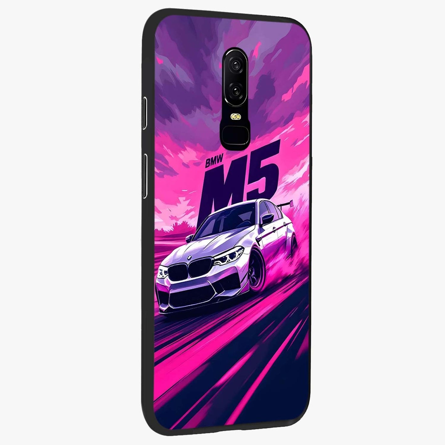 Velocity Drift Pulse Glass Case upright view showcasing powerful racing artwork with energetic motorsport theme.