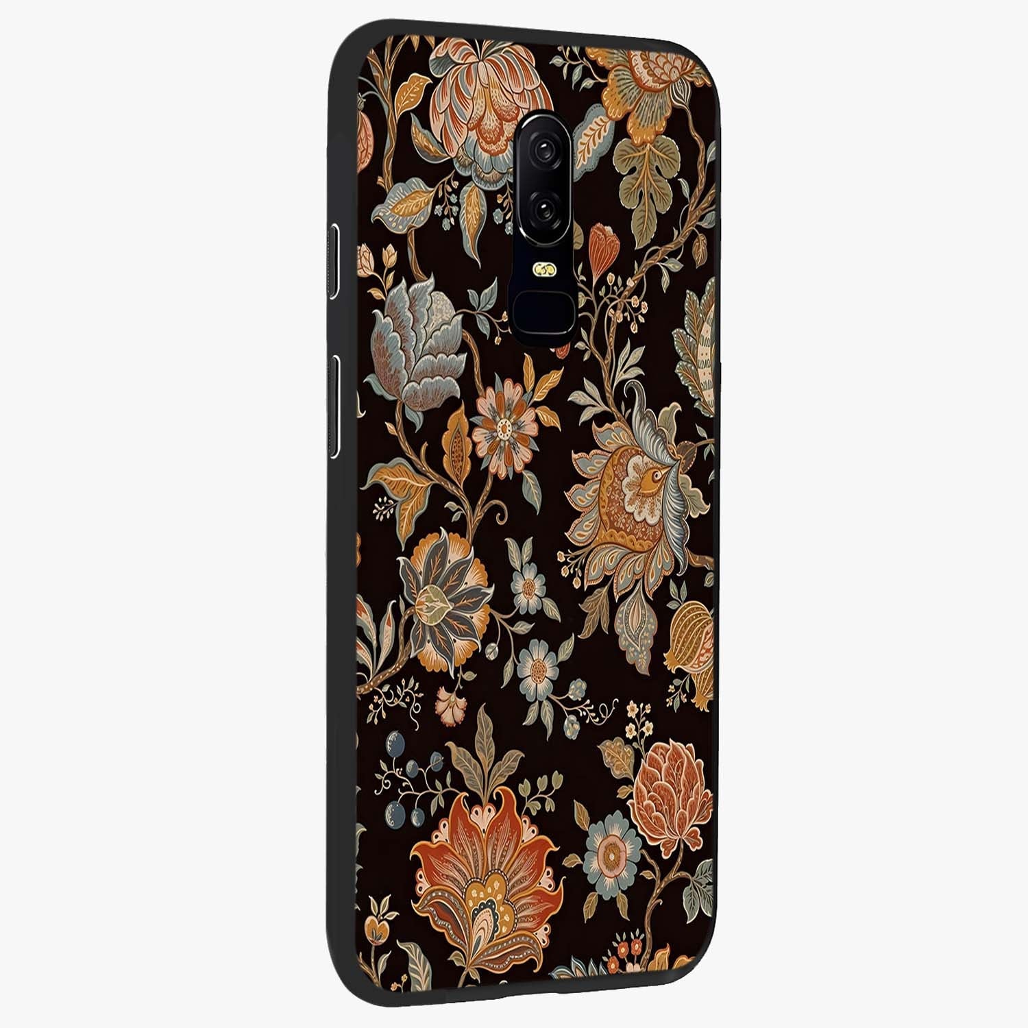 Vintage Floral Dream Glass Case upright view showcasing delicate floral artwork with timeless vintage theme.