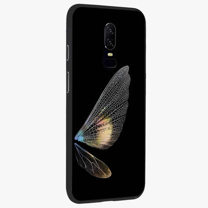 Whispers Of Wings Glass Case upright view showcasing elegant wing artwork with light airy theme.
