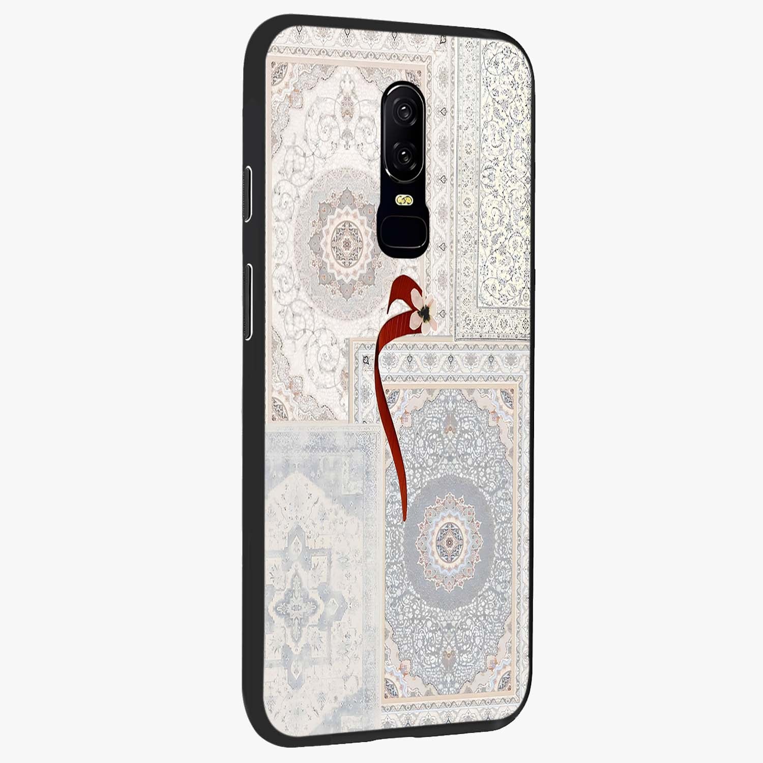 White Aesthetic Bow Glass Case upright view showcasing delicate ribbon bow artwork with cute minimalist theme.