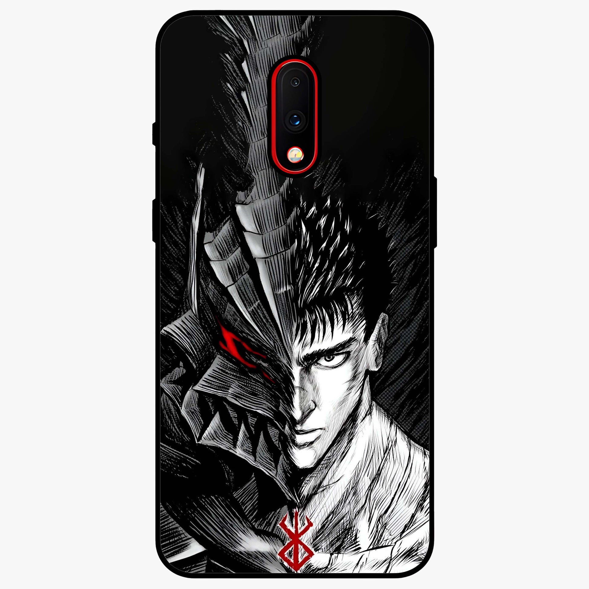 Berserker Blood Oath Glass Case showing flat back view with fierce warrior inspired artwork and glossy glass finish.