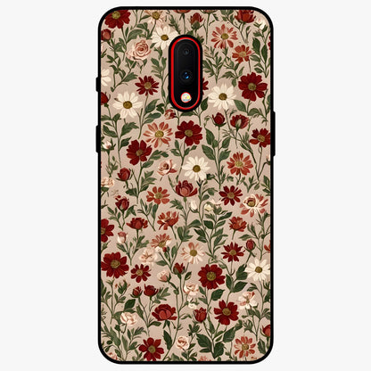 Biege Flower With Leaf Glass Case showing flat back view with soft beige floral artwork and glossy glass finish.