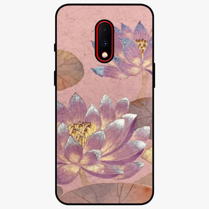 Blossom Mist Lotus Glass Case showing flat back view with serene lotus blossom artwork and glossy glass finish.