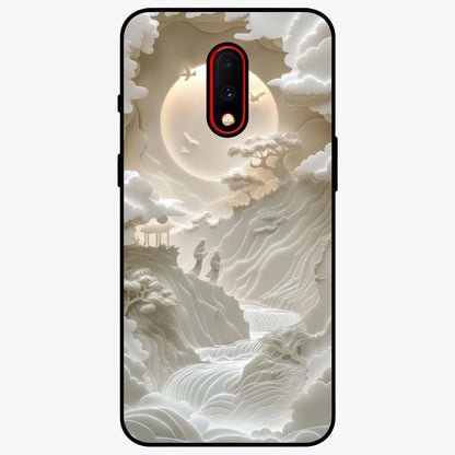 Celestial Origami Glass Case showing flat back view with artistic origami inspired celestial artwork and glossy glass finish.