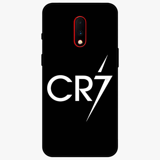 Cr7 Elite Strike Glass Case showing flat back view with dynamic football inspired artwork and glossy glass finish.