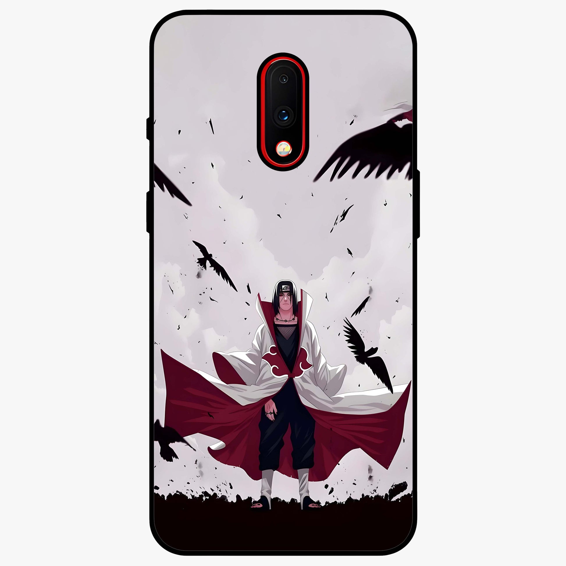 Crimson Crow Ascension Glass Case showing flat back view with mystical crow artwork and glossy glass finish.