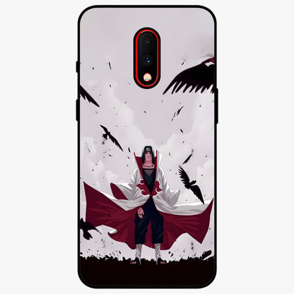 Crimson Crow Ascension Glass Case showing flat back view with mystical crow artwork and glossy glass finish.