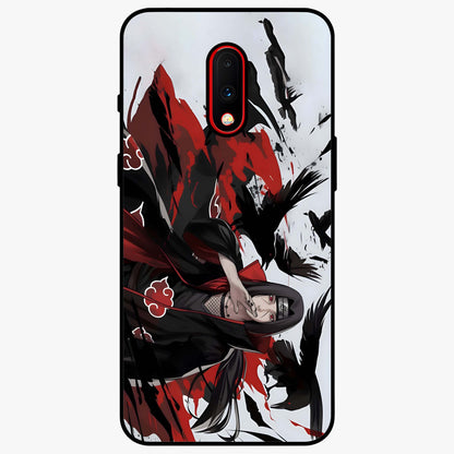 Crimson Crow Illusion Glass Case showing flat back view with artistic crow illusion artwork and glossy glass finish.