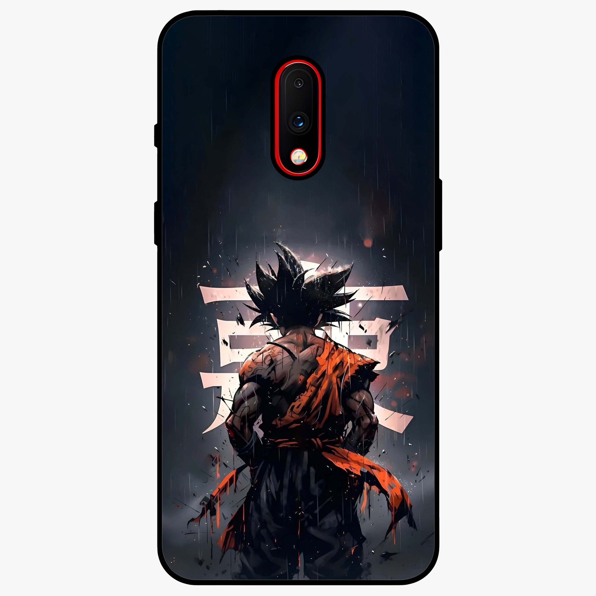 Dark Warrior In Rain Glass Case showing flat back view with warrior artwork in rainy atmosphere and glossy glass finish.