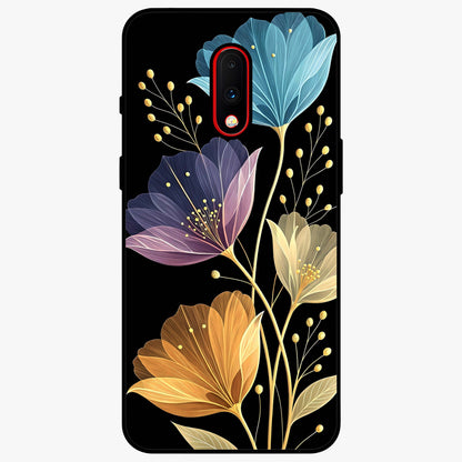 Delicate Multicolor Flowers Glass Case showing flat back view with vibrant floral artwork and glossy glass finish.