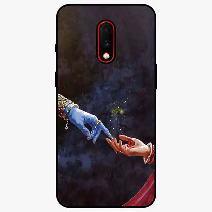 Divine Touch Eternal Glass Case showing flat back view with spiritual themed artwork and glossy glass finish.