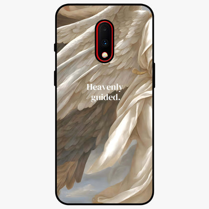 Divine Winged Grace Glass Case showing flat back view with elegant wing inspired artwork and glossy glass finish.