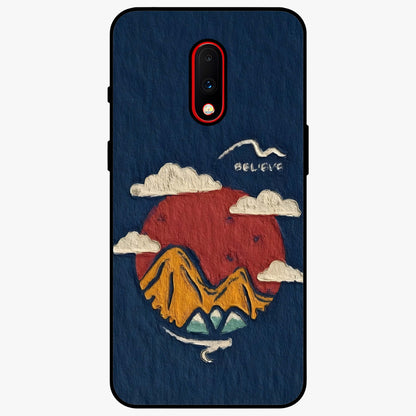Dream Beyond Mountains Glass Case showing flat back view with scenic mountain landscape artwork and glossy glass finish.