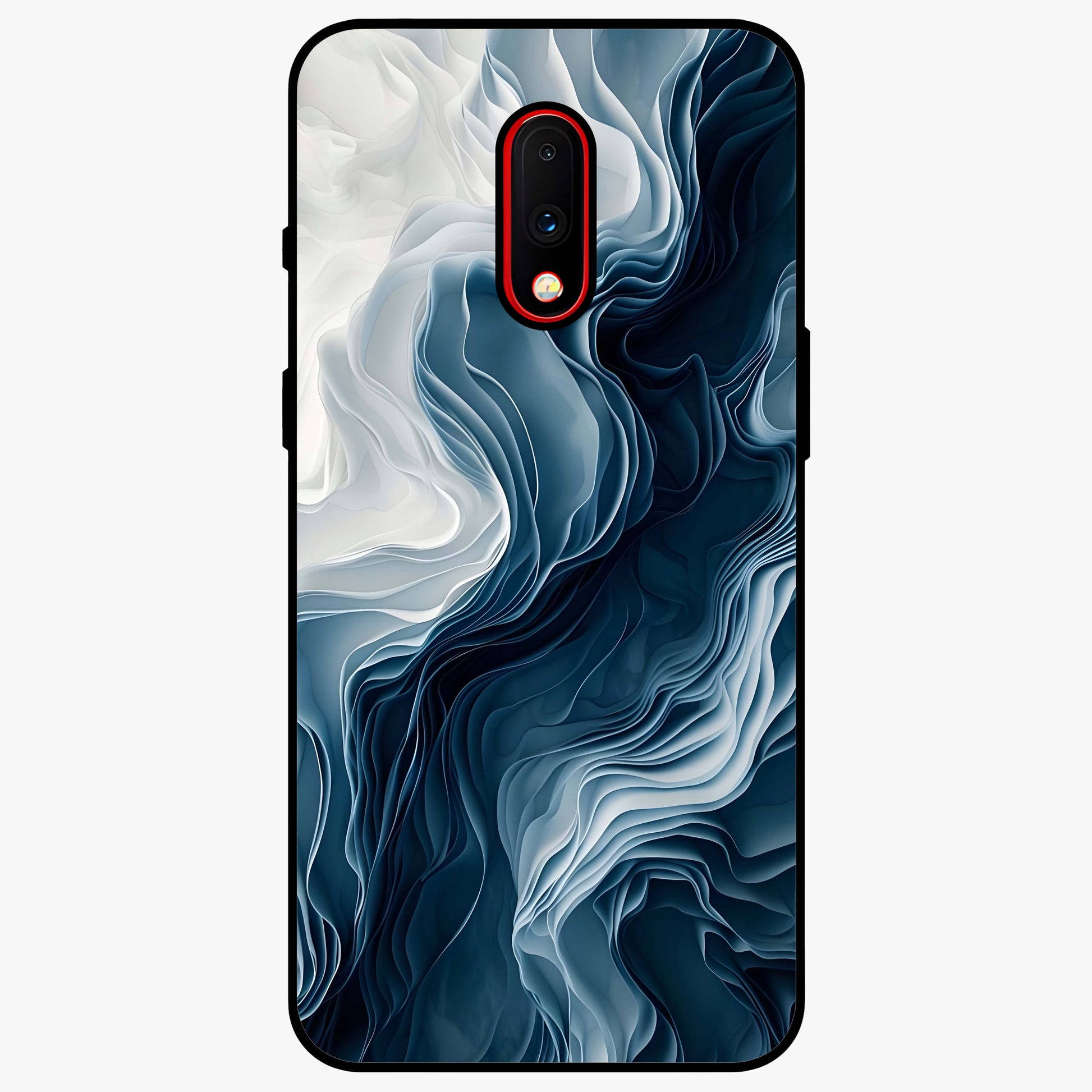 Ethereal Paper Marble Glass Case showing flat back view with soft marble paper texture artwork and glossy glass finish.