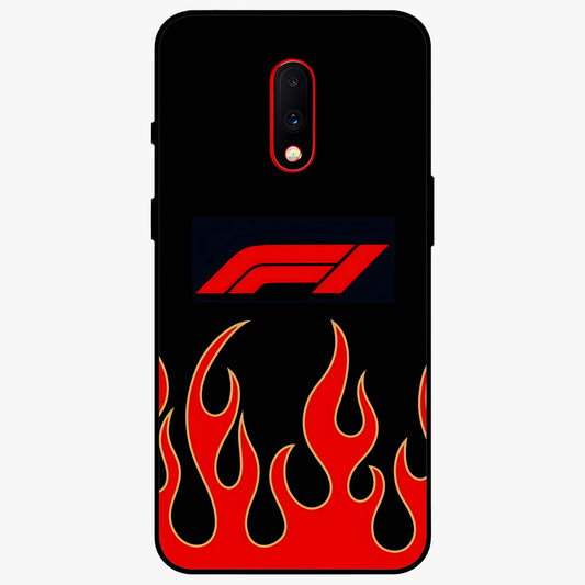Fire F11 Glass Case showing flat back view with fiery themed artwork and glossy glass finish.