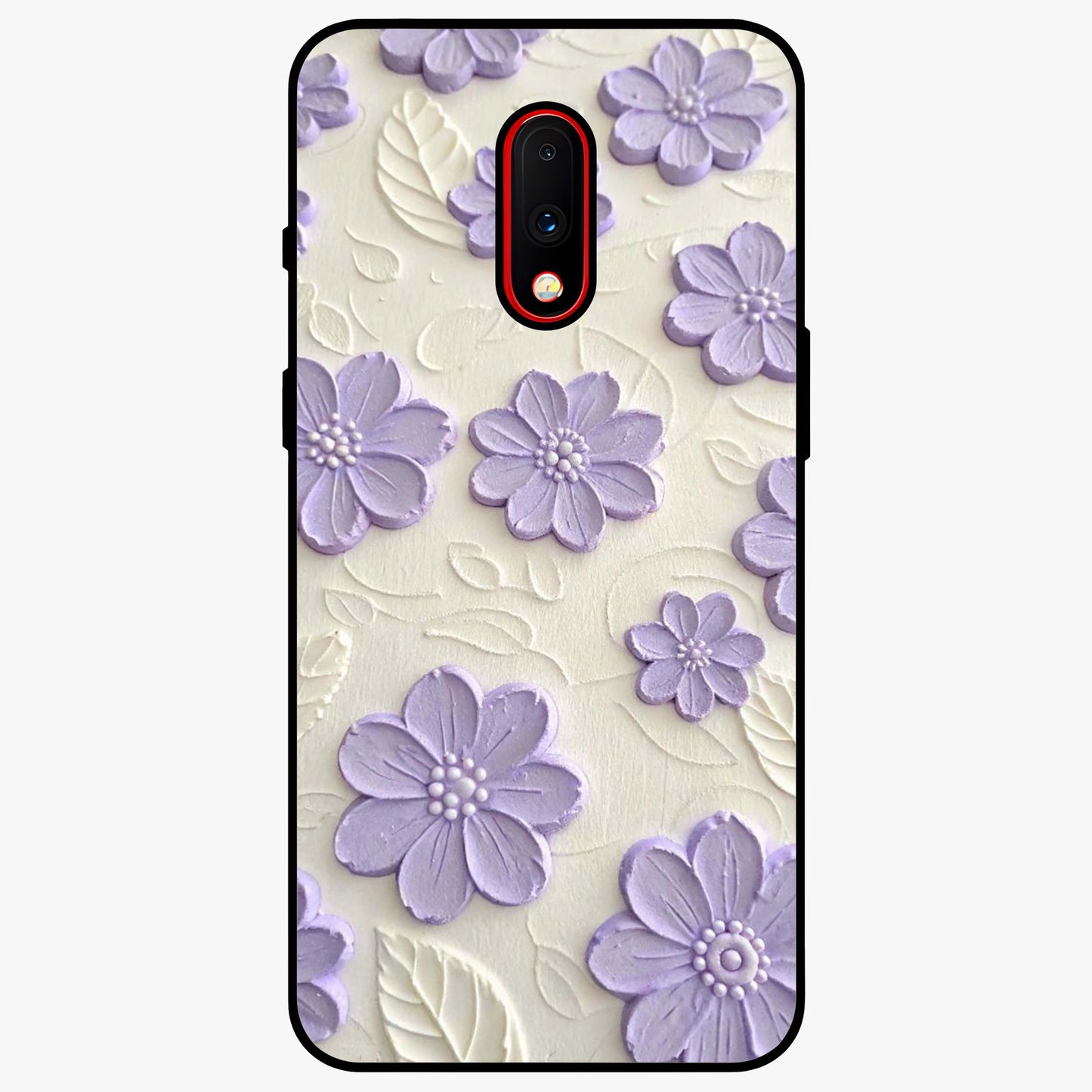 Floral Wall Art With Purple Flowers Glass Case showing flat back view with purple flower artwork and glossy glass finish.