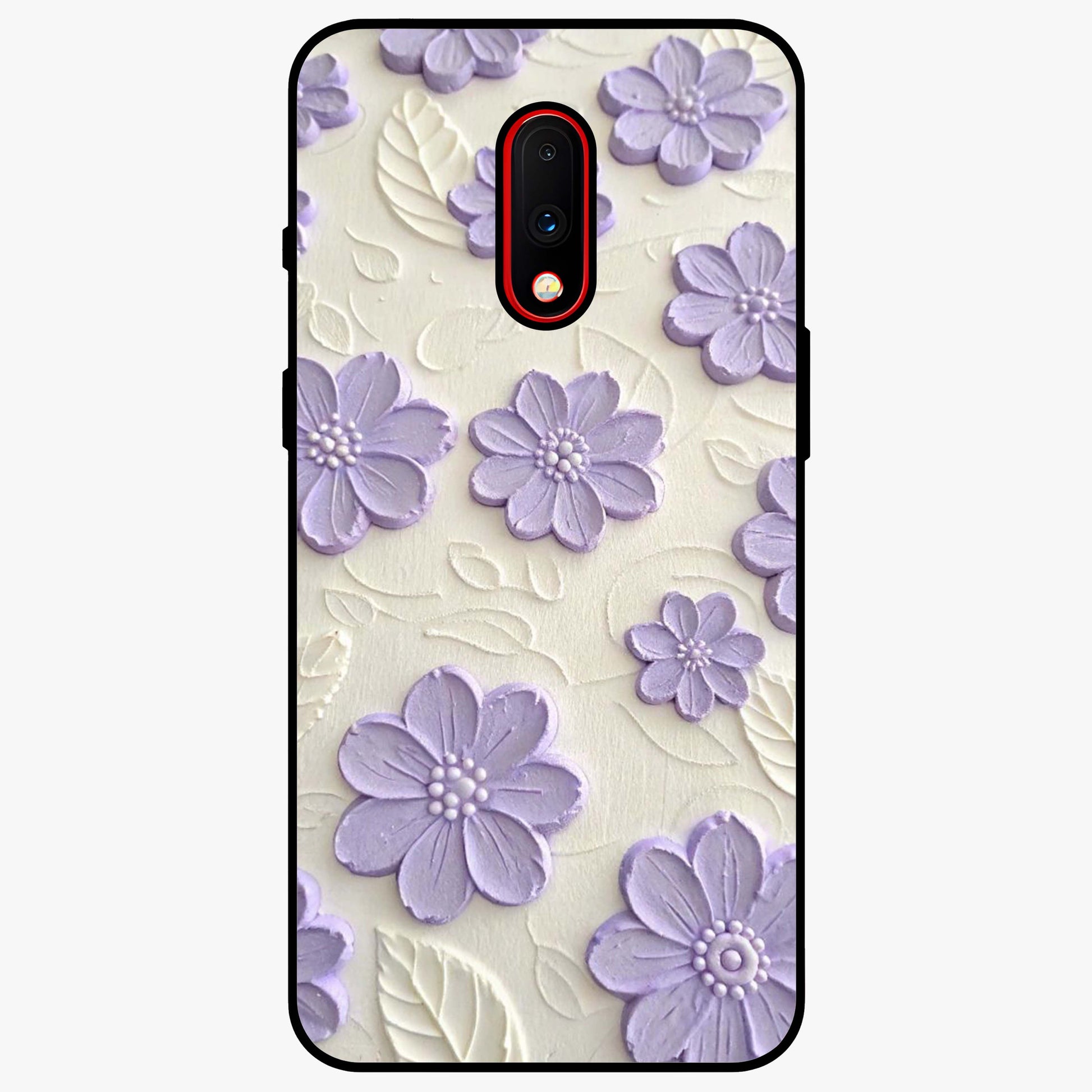 Floral Wall Art With Purple Flowers Glass Case showing flat back view with purple flower artwork and glossy glass finish.