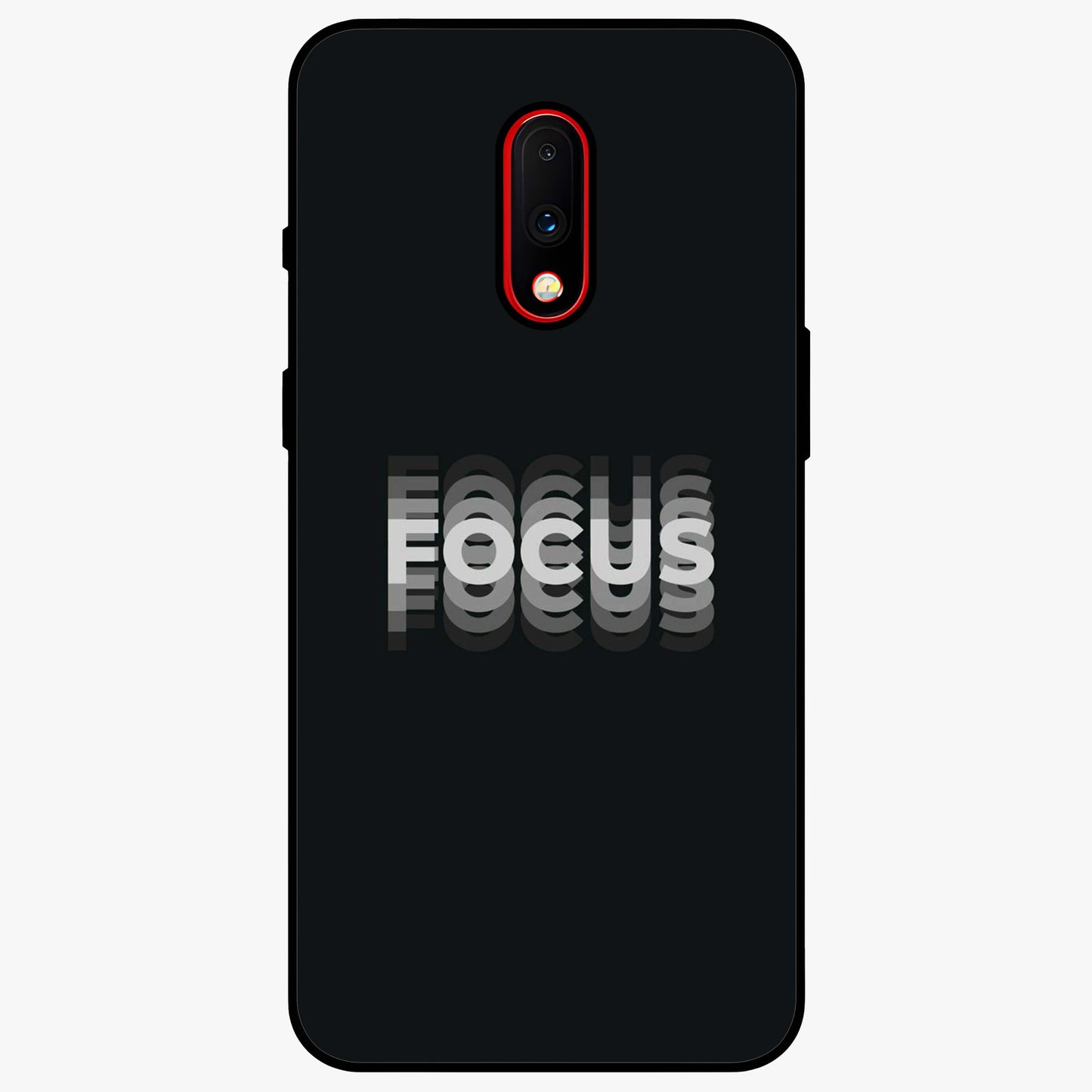 Focused Blade Discipline Glass Case showing flat back view with warrior sword themed artwork and glossy glass finish.