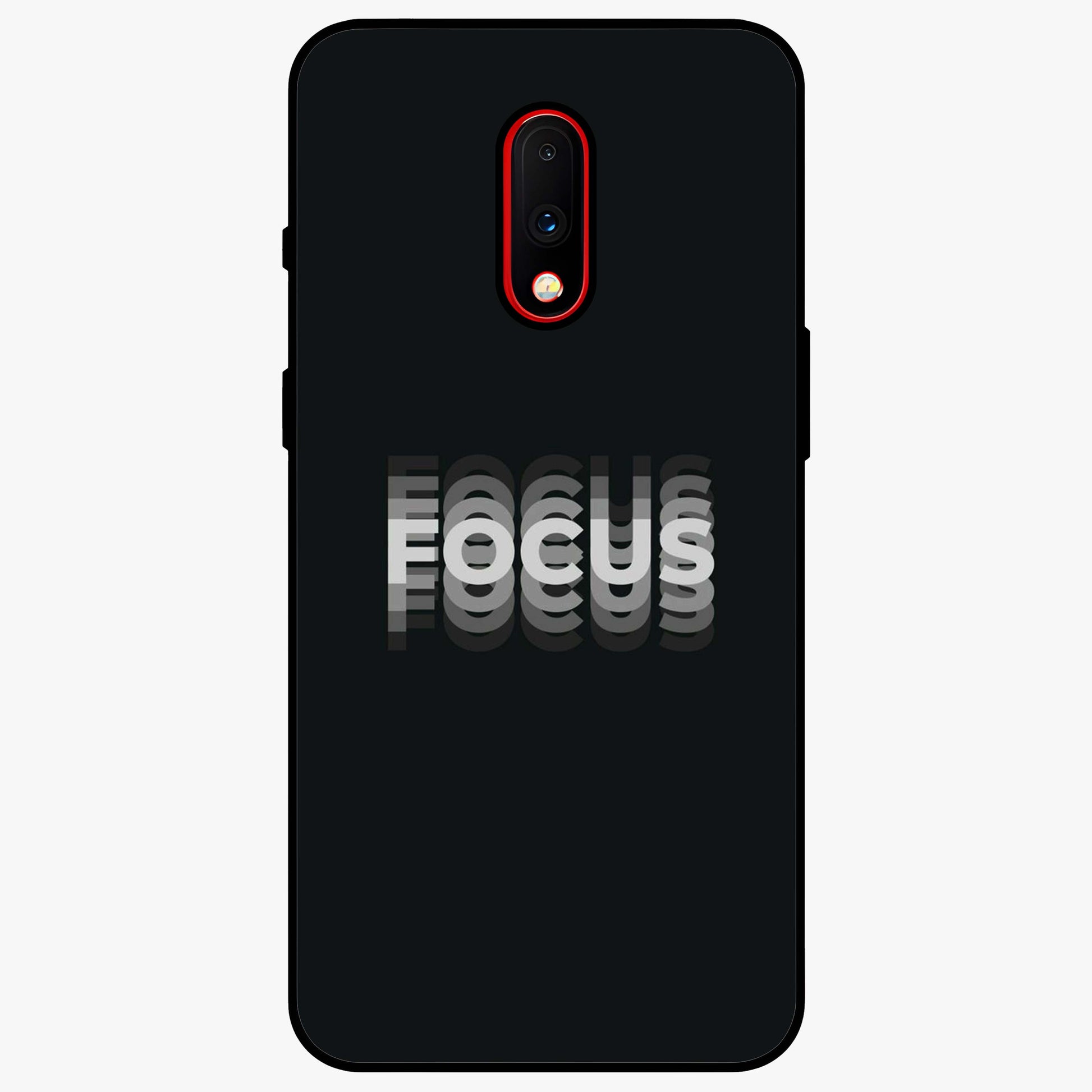 Focused Blade Discipline Glass Case showing flat back view with warrior sword themed artwork and glossy glass finish.
