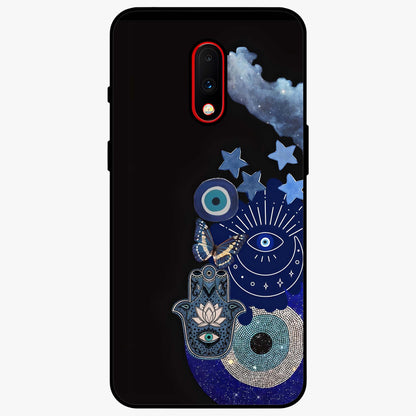 Galactic Charm Cluster Glass Case showing flat back view with glowing celestial charm artwork and glossy glass finish.