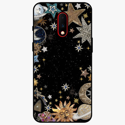 Galactic Jewel Stars Glass Case showing flat back view with sparkling star jewel artwork and glossy glass finish.