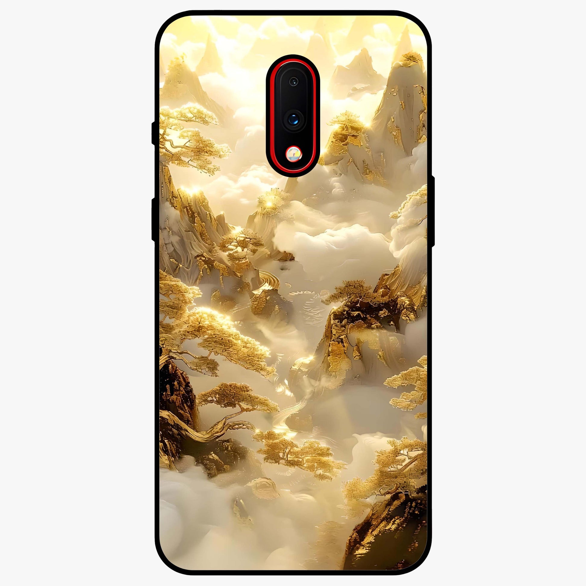 Gates Of Illumination Glass Case showing flat back view with mystical illuminated gate artwork and glossy glass finish.