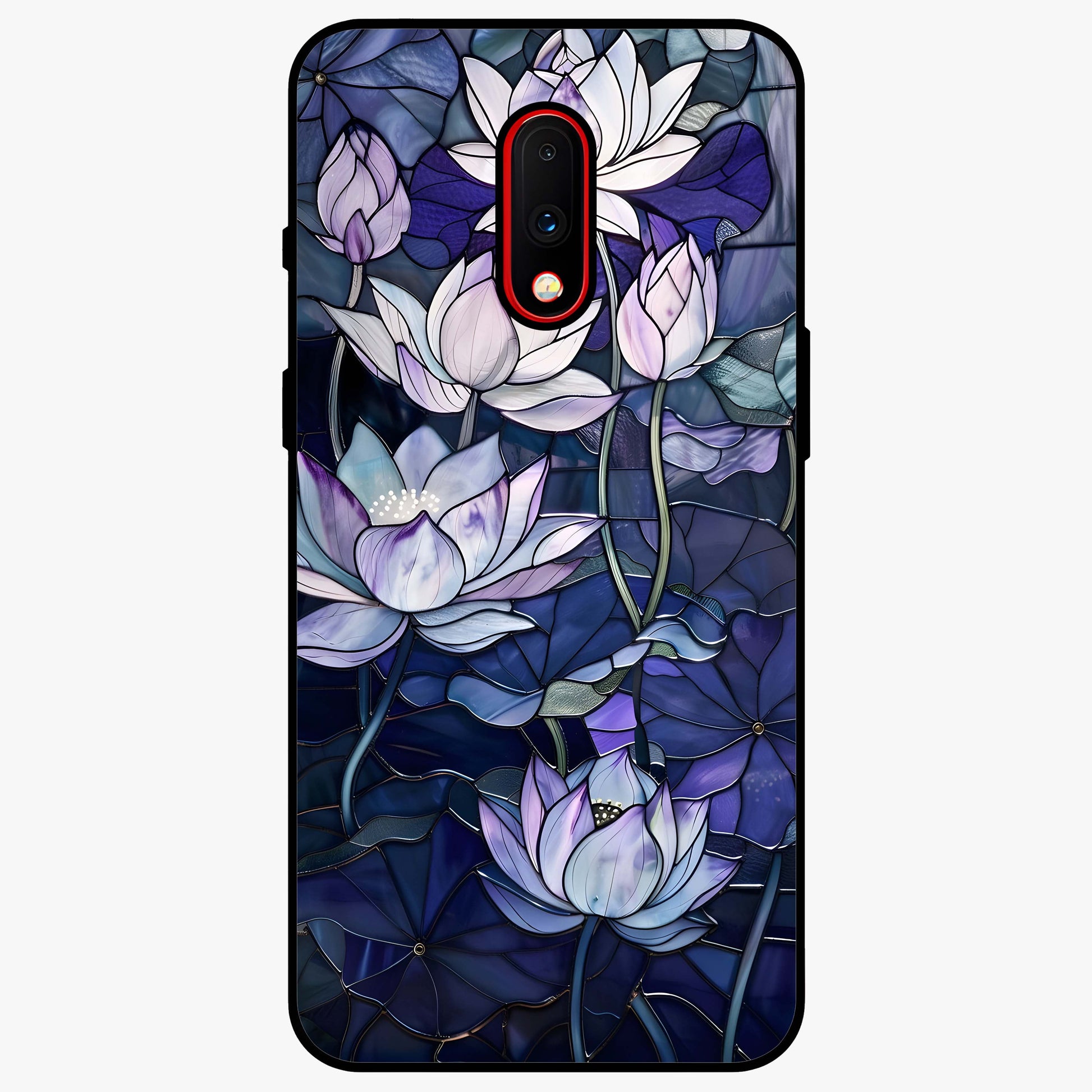 Gloss Petal Rush Glass Case showing flat back view with glossy flower petal artwork and smooth glass finish.