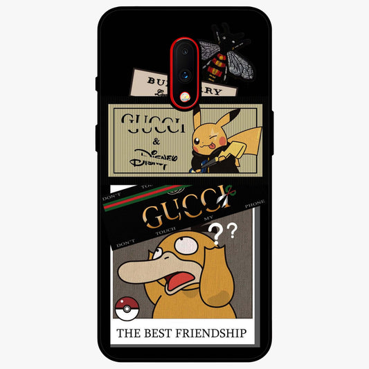 Gucci Play Mashup Glass Case showing flat back view with luxury inspired graphic artwork and glossy glass finish.