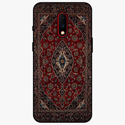 Heritage Carpet Royale Glass Case showing flat back view with ornate Persian carpet inspired pattern and glossy glass finish.