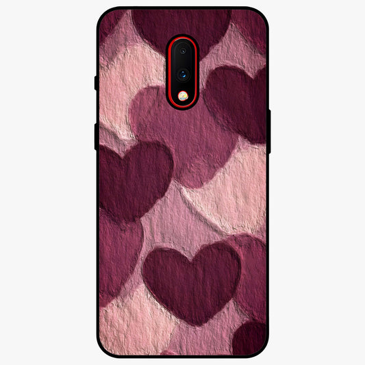 Layered Paper Hearts Glass Case showing flat back view with layered paper heart artwork and glossy glass finish.