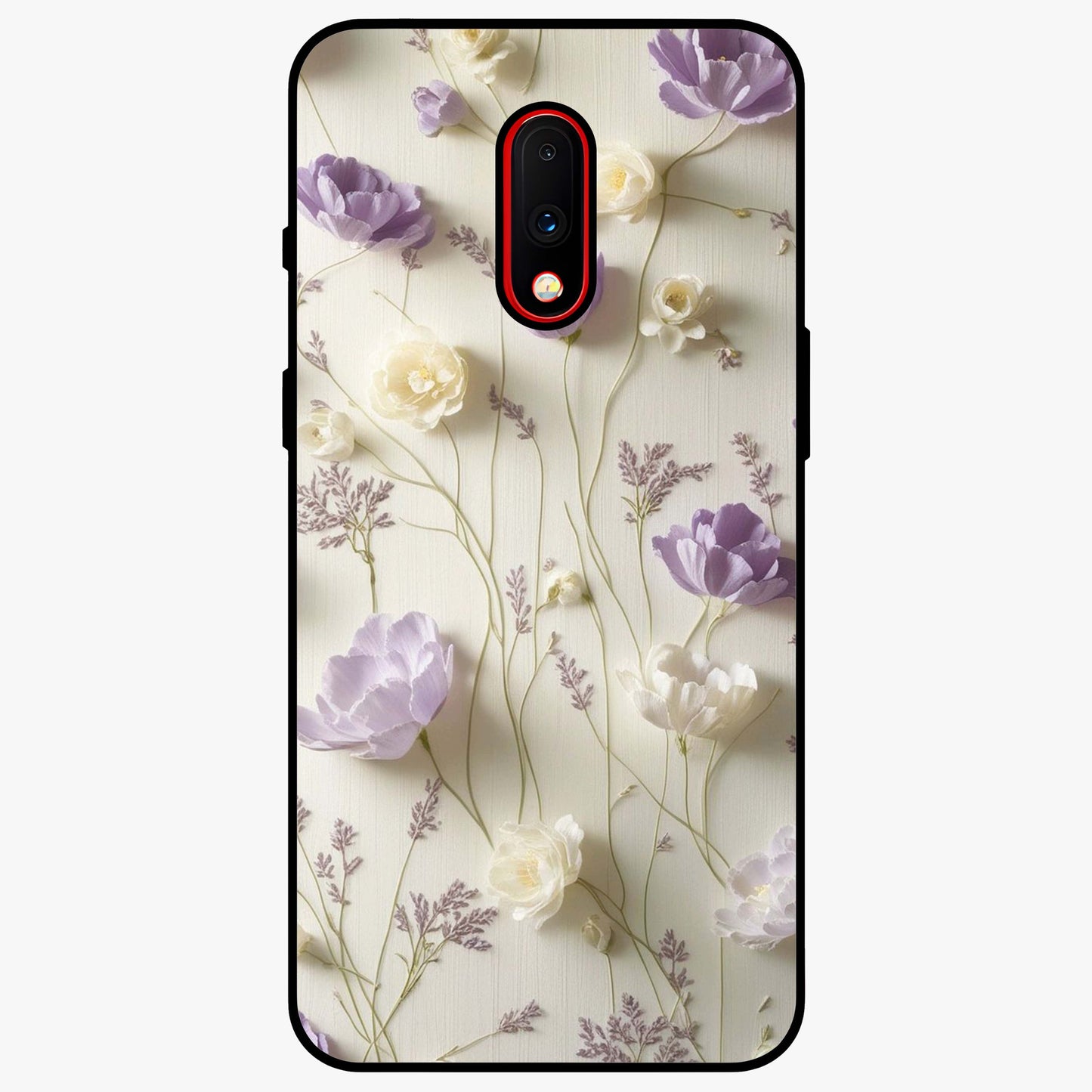 Lilac Breeze Harmony Glass Case showing flat back view with soft lilac themed artwork and glossy glass finish.